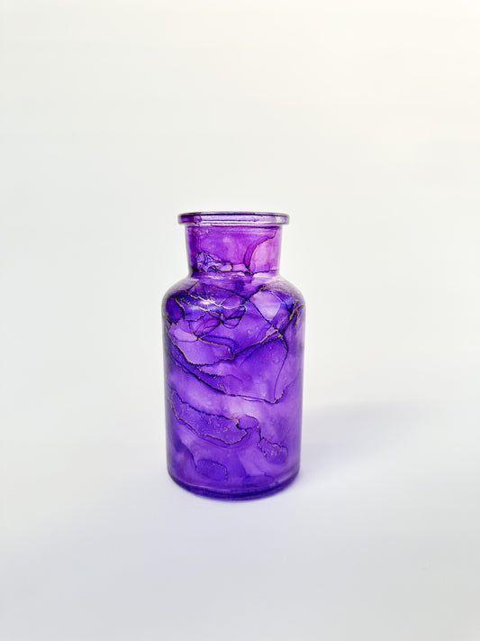 Alcohol Ink Decorated Vase Purple