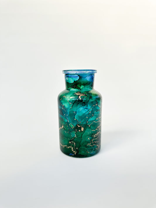 Alcohol Ink Rainforest Vase