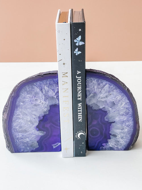 Agate Book Ends - Purple